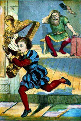 Jack and the Bean Stalk - Jack takes and runs with the talking harp